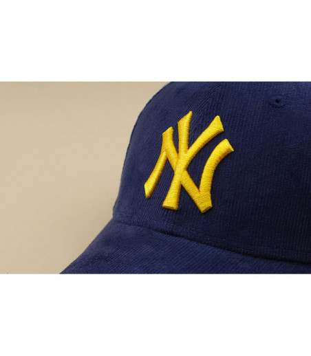 casquette NY velours bleu jaune